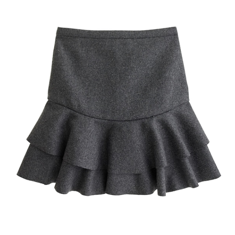 Flounce skirt in bonded wool